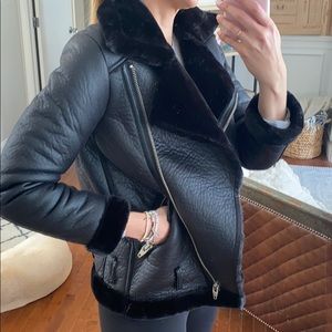 Faux leather bomber jacket